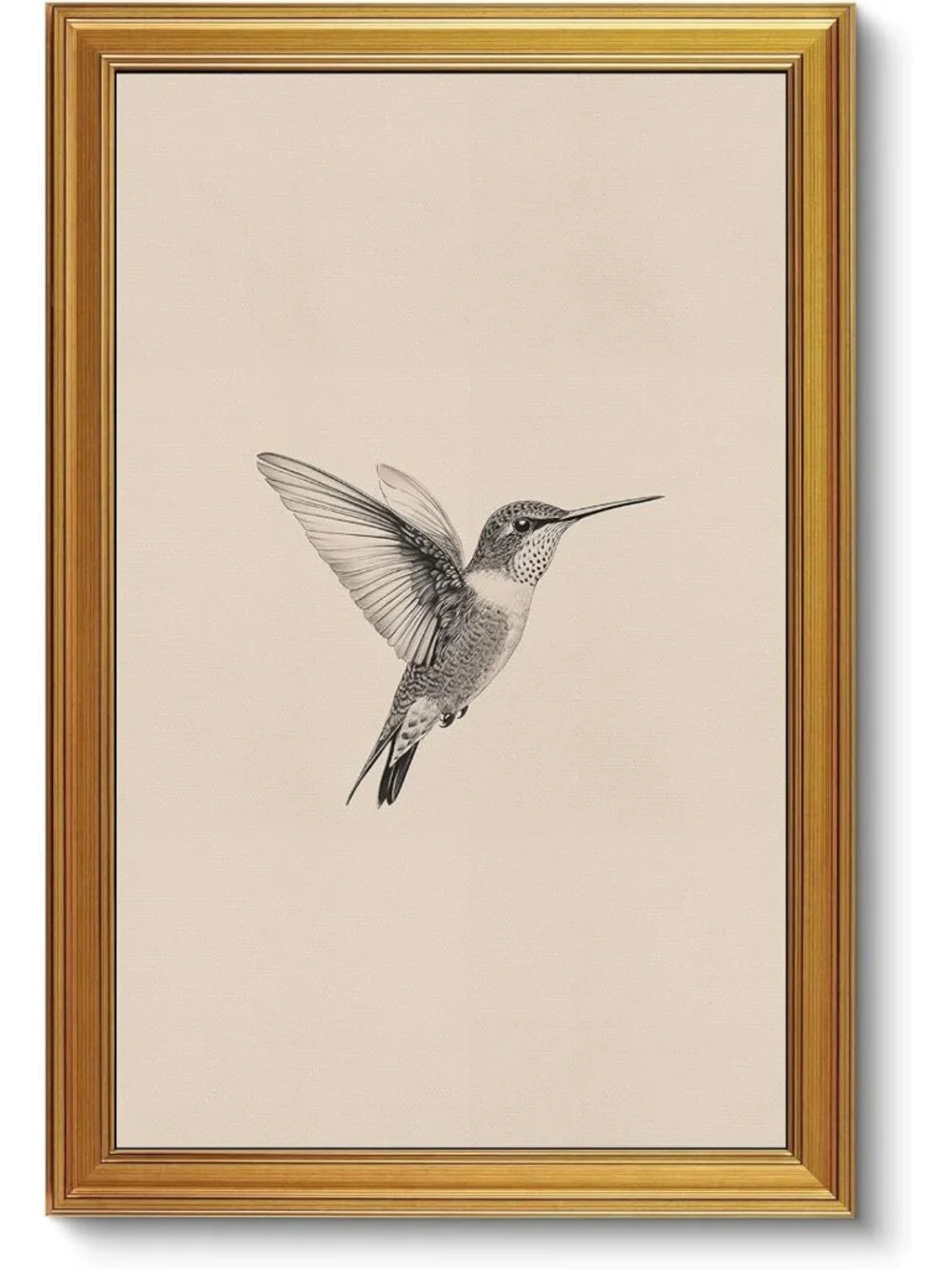 Vintage Gold Framed Hummingbird Wall Art - Canvas Prints for Living Room